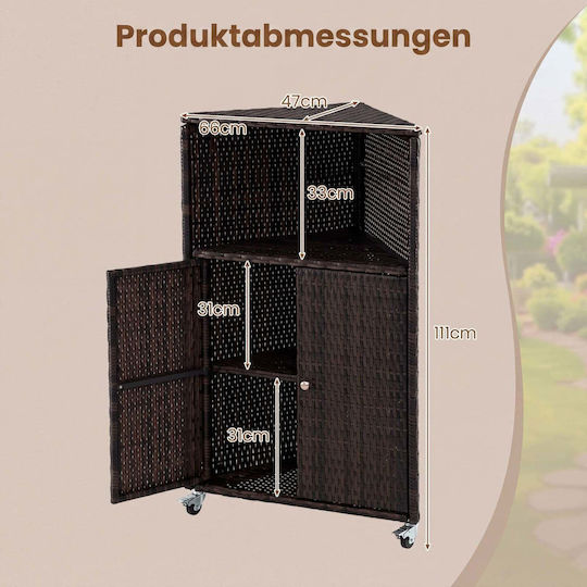 Corner Bookcase Rattan 111x47x66cm