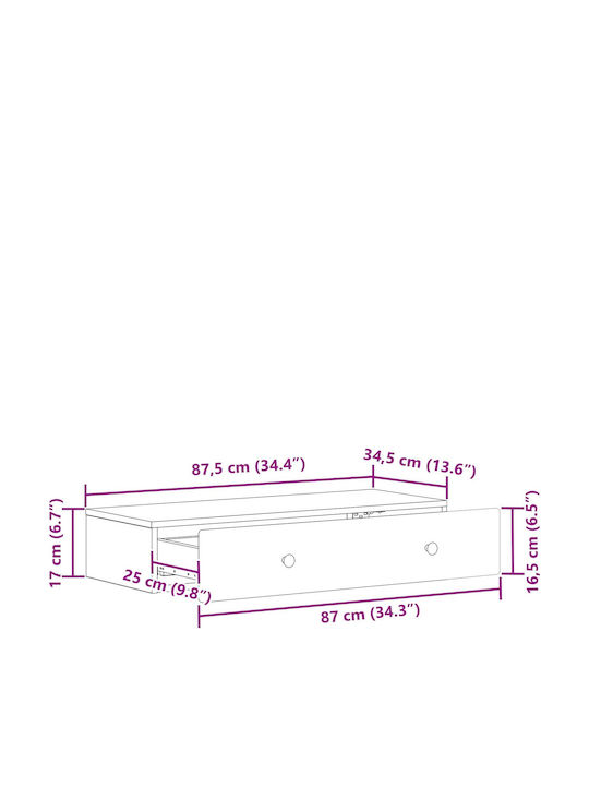 Consolă Din Lemn Alb M87.5xL34.5xÎ17cm