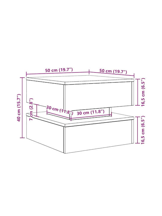 Rectangular Side Table Wooden Black Oak 50x50x40 cm