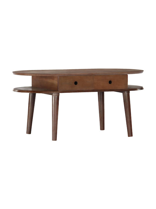 Rectangular Central Coffee Table Made of Solid Acacia Wood with Drawers Solid Wood 100x50x46 cm