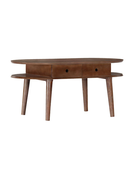 Rectangular Central Coffee Table Made of Solid Acacia Wood with Drawers Solid Wood 100x50x46 cm
