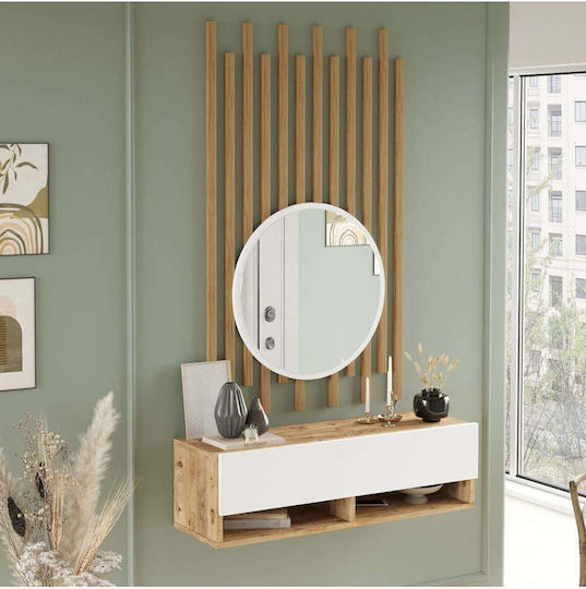 Wooden Console with Mirror Brown Length 60cm x Width 29cm x Height Wooden Console with Mirror Brown Length 60cm x Width 29cm x Height