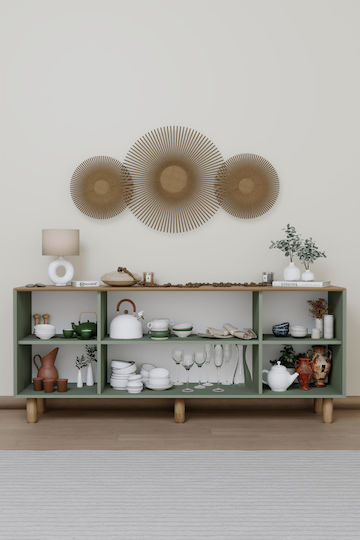 Wooden Sideboard Green 180x40x75cm
