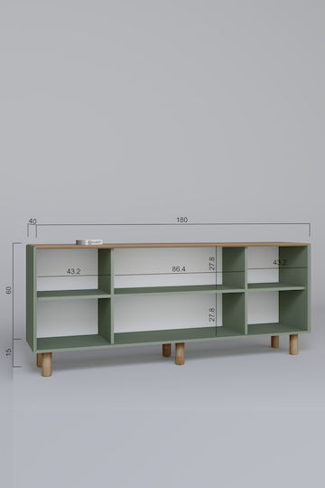 Wooden Sideboard Green 180x40x75cm