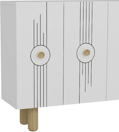Буфет Дървен Бял 120x32x75см