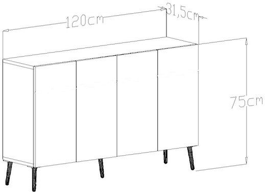 Буфет Дървен Кафяв 120x31.5x75см