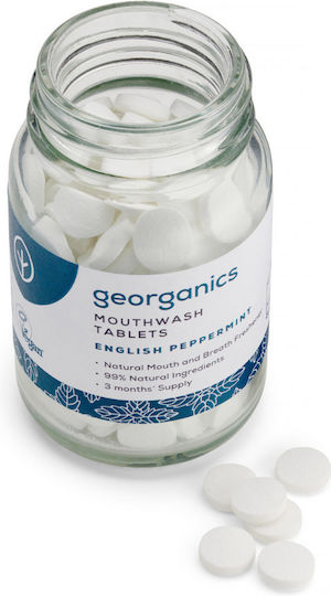 Georganics Natural Peppermint Mouthwash Tablets 180 Tablets Refreshing Strengthening