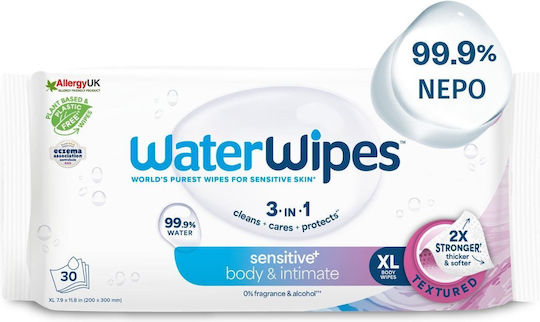 WaterWipes Hypoallergenic Baby Wipes 99.9% Water Alcohol-Free Parabens Free 30pcs