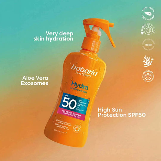 Loțiune Spray Tip Protecție Solară Ridicată Spf 50+ Uva Uvb Hidra Fotoprotector Babaria Sun Lovers 200 Ml