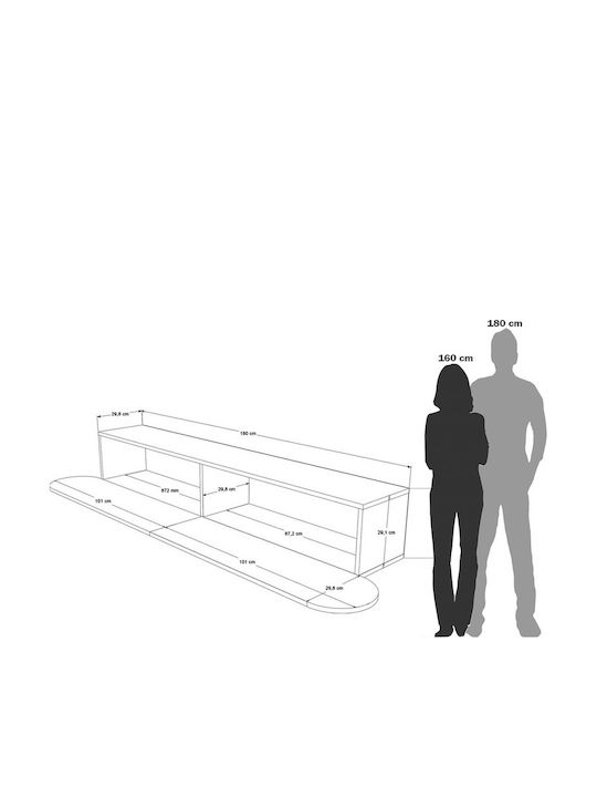 White TV Stand L180xD31xH30cm