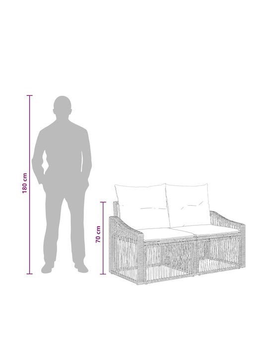 Two-Seater Outdoor Sofa Rattan with Cushions 125x62x70cm