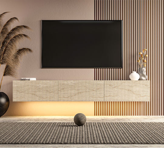 TV Stand with LED Lighting Beige L180xD31xH28cm