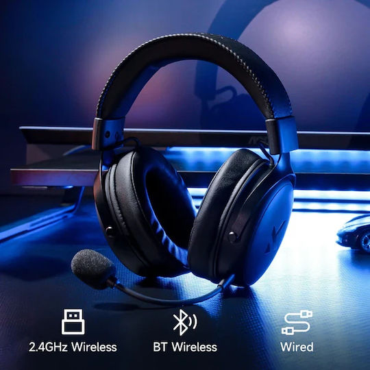 MCHOSE V9 Pro Ασύρματο Over Ear Gaming Headset με σύνδεση Bluetooth Icy White for PC