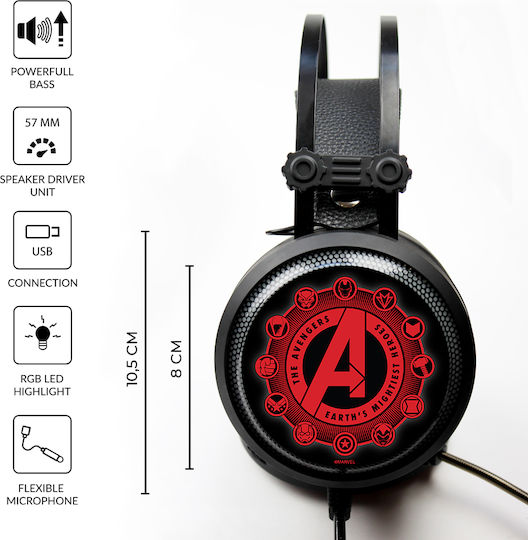 ERT Group Avengers Über Ohr Gaming-Headset mit Verbindung USB Schwarz