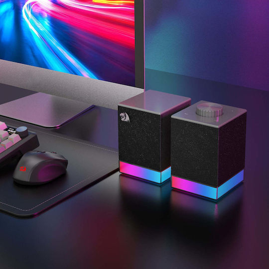 Redragon Ηχεία Υπολογιστή 2.0 με RGB Φωτισμό και Bluetooth Ισχύος 10W Μαύρα