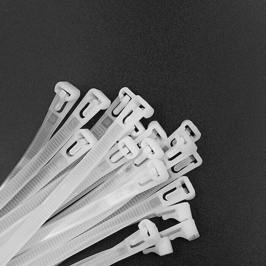 Qoltec Kabelbinder Plastisch 200mmx4.8mm in Weiß Farbe (100Stück)