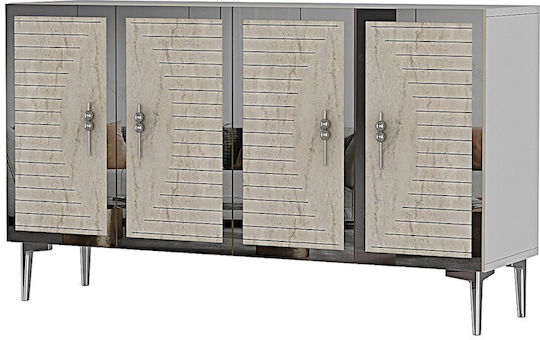 Μπουφές Ξύλινος Εκρού 120x32x75cm