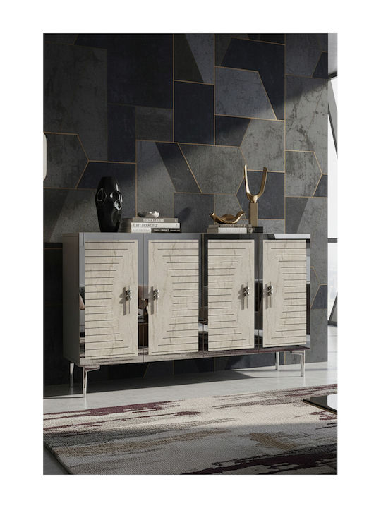 Sideboard Holz Ecru 120x32x75cm