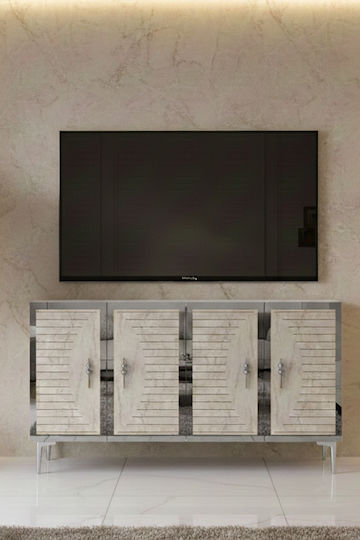 Μπουφές Ξύλινος Εκρού 120x32x75cm