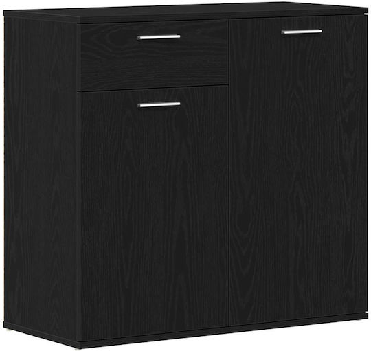Μπουφές Ξύλινος με Συρτάρια Μαύρη Δρυς 80x36x75cm
