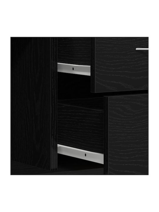 Wooden Sideboard with Drawers Black Oak 88x30x64cm
