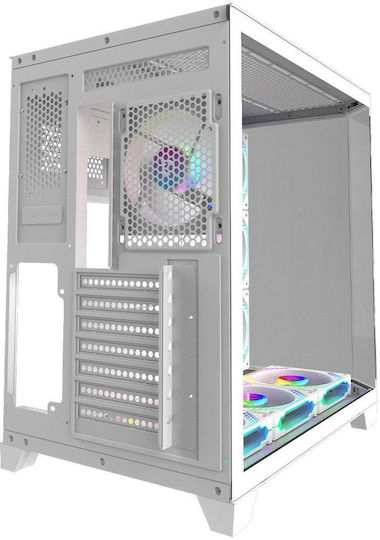 Aqirys Titan Gaming Midi Tower Κουτί Υπολογιστή με Πλαϊνό Παράθυρο και ARGB Φωτισμό Λευκό