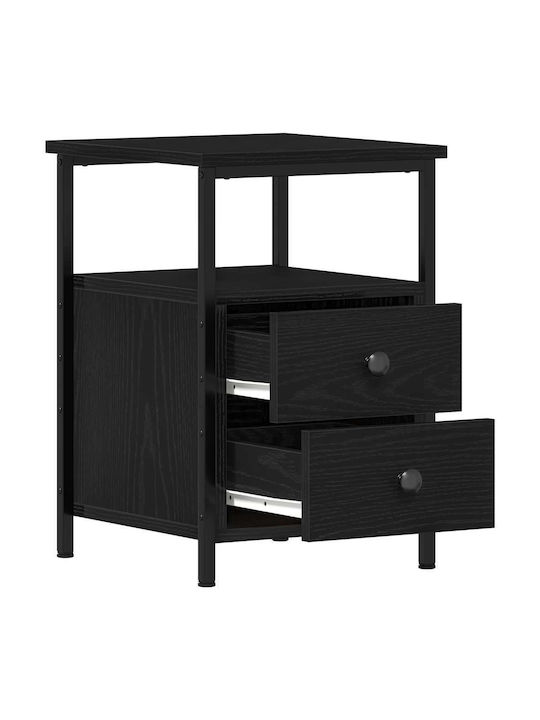 Wooden Bedside Table With Black Metal Legs 34x35.5x50cm