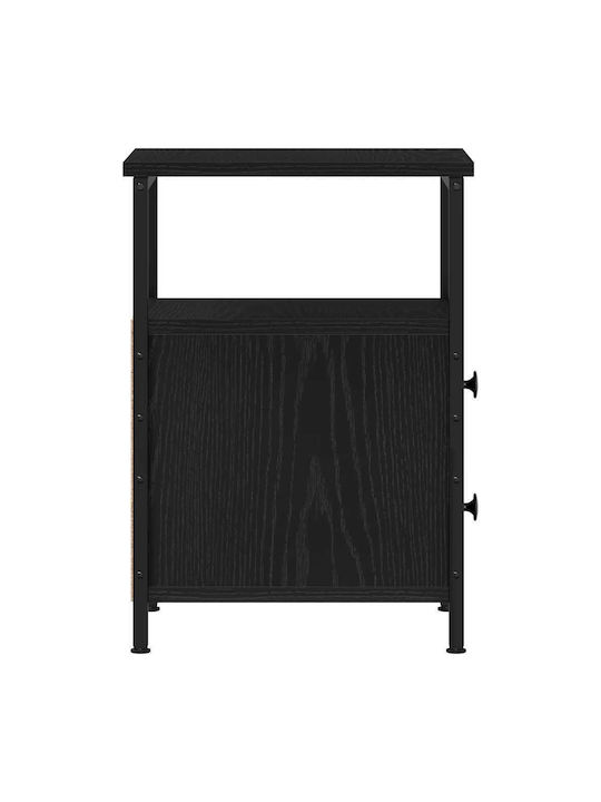 Wooden Bedside Table With Black Metal Legs 34x35.5x50cm
