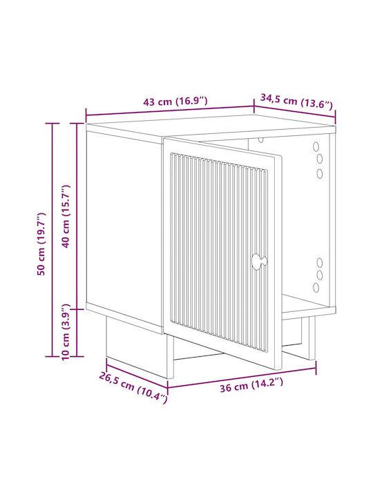 White Wooden Bedside Table 43x34.5x50cm