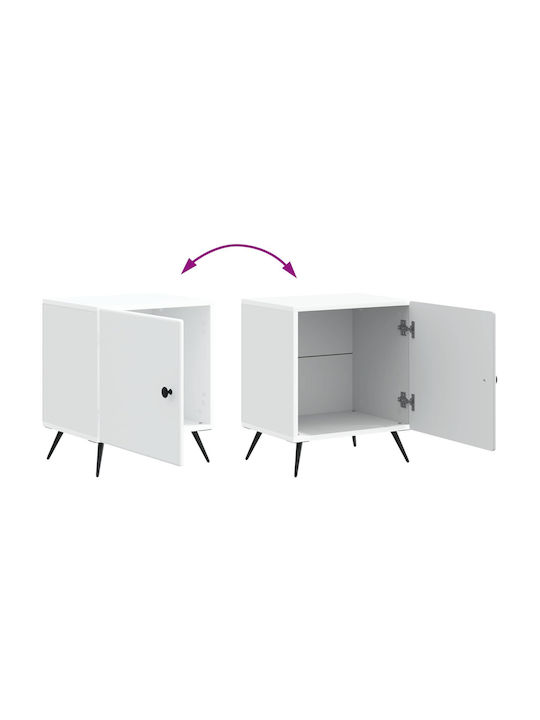 White Wooden Bedside Table 43x34.5x50cm