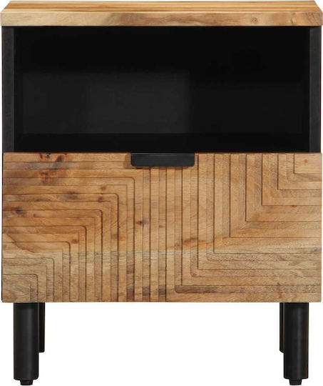 Metal Bedside Table With Beige Glass Surface 40x33x46cm