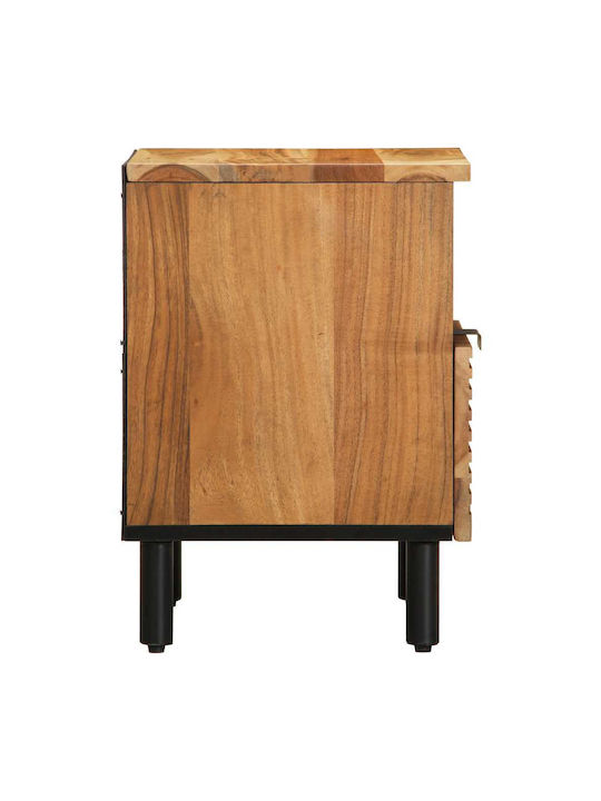 Metal Bedside Table With Beige Glass Surface 40x33x46cm