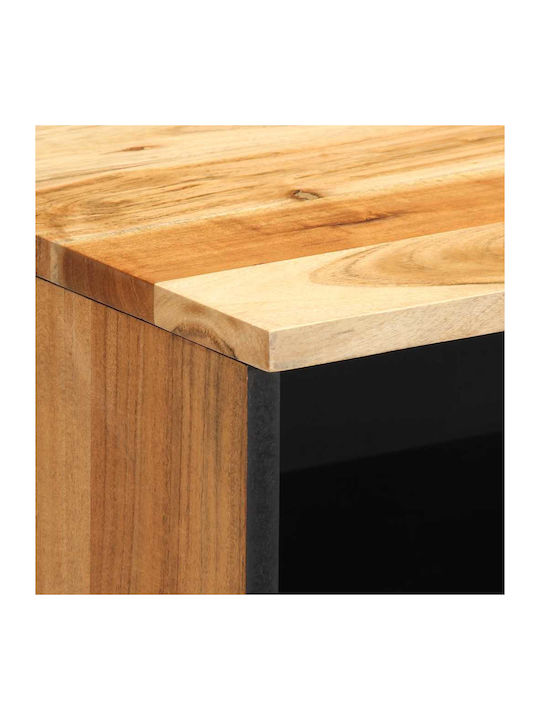 Metal Bedside Table With Beige Glass Surface 40x33x46cm