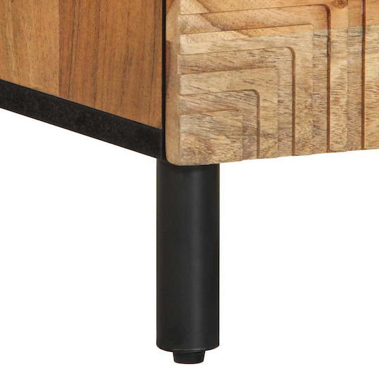 Metal Bedside Table With Beige Glass Surface 40x33x46cm