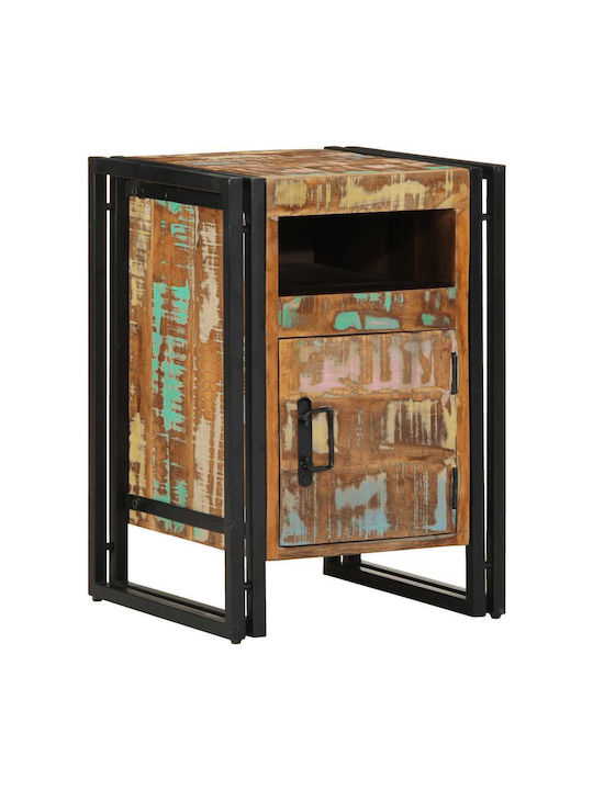 Κομοδίνο από Μασίφ Ξύλο και Γυαλί Μπεζ 40x40x59cm