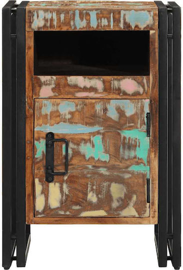 Нощно Шкафче От Масивно Дърво И Стъкло Бежово 40x40x59см