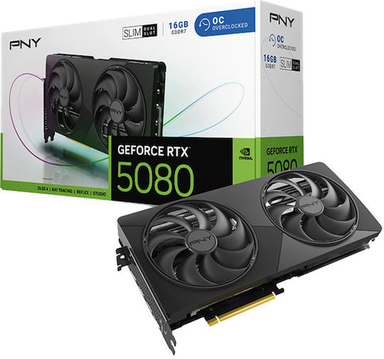 NVidia GeForce RTX 5080 16GB GDDR7 Dual Slim OC Κάρτα Γραφικών VCG508016DFSXPB1-O