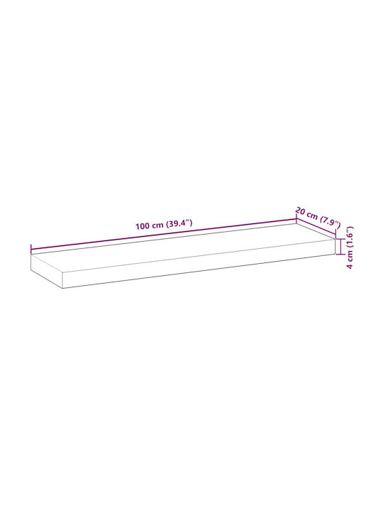 vidaXL Rectangular Bookcase Shelf Made of Solid Wood in Brown Colour 100x20x4cm 3279428 2 Pieces