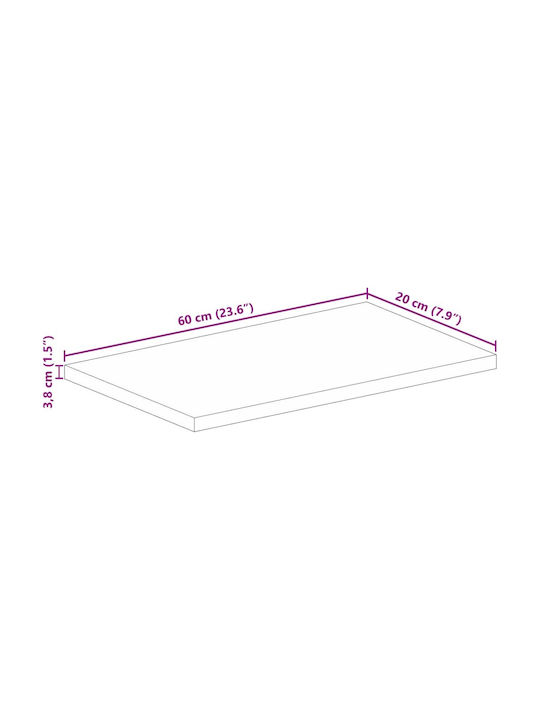 vidaXL Rectangular Table Surface Made of Solid Mango Wood 60x20x3.8cm 371617
