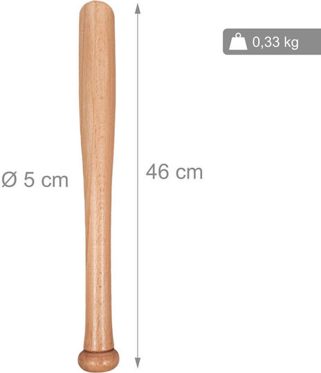 Relaxdays Bâtă Baseball 18 Inch 46x5cm Lemn de Fag Natur Sac de Iută