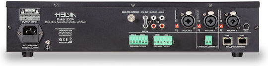 Helvia POKER 350A Power Amplifier Commercial Amplifier With 4 Zones 350W/100V And USB/FM/Bluetooth Connections