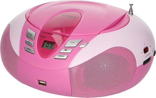 Lenco Φορητό Ηχοσύστημα με CD / MP3 / USB / Ραδιόφωνο Ροζ