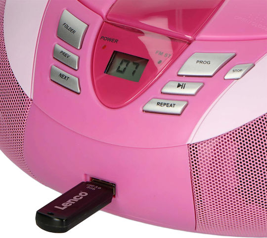 Lenco Φορητό Ηχοσύστημα με CD / MP3 / USB / Ραδιόφωνο Ροζ