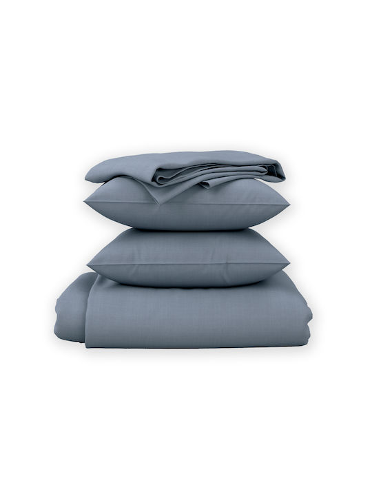 Charalambidis Textiles Villa Bed Sheet Set for Single Bed 160x260cm Gray 3 Pieces