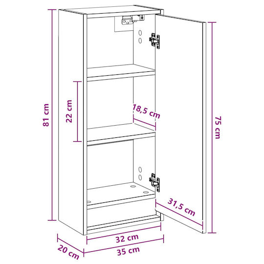 vidaXL Ντουλάπι Μπάνιου 35x20x81cm Sonoma