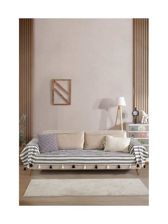 SteweHome Ριχτάρι Τριθέσιου Καναπέ 110x300εκ. Μαύρο