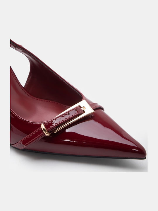 Spitze Zehe Pumps mit Hochem Absatz Burgundisch