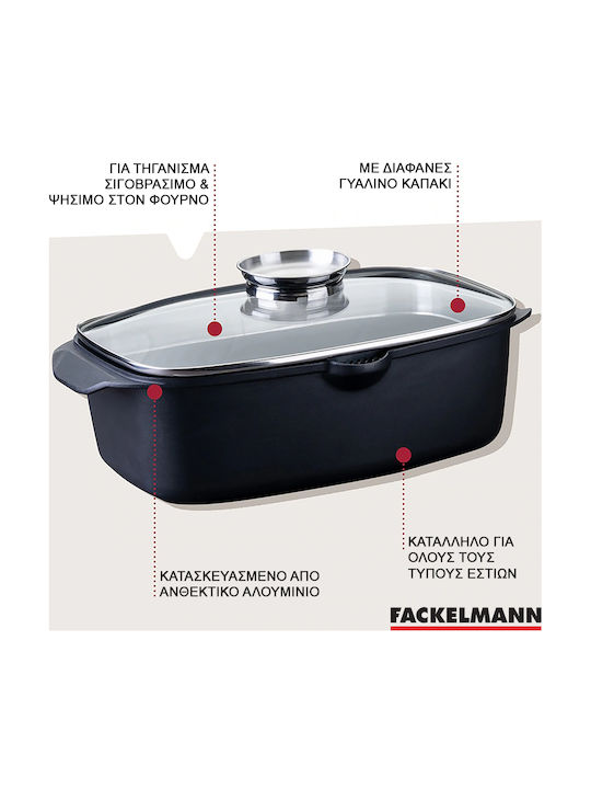 Fackelmann Niederländische Öfen Aluminium Roaster mit Glasdeckel 7lt