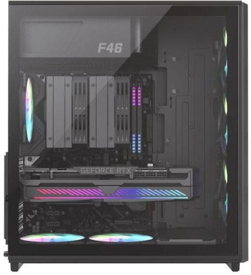 GameMax F46 Gaming Micro Tower Carcasă PC cu Panou Lateral și Iluminare ARGB Neagră