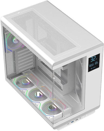 Aqirys Draco Gaming Middle Tower Carcasă PC cu Panou Lateral și Iluminare ARGB Alb